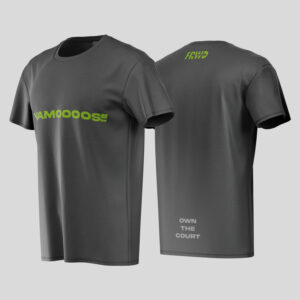 Vamoooos FRWD T-Shirt for Men – black breathable sports tee with bold padel slogan for UAE players