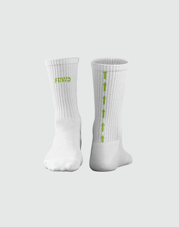 FRWD Socks White and Green – unisex breathable padel socks for men and women